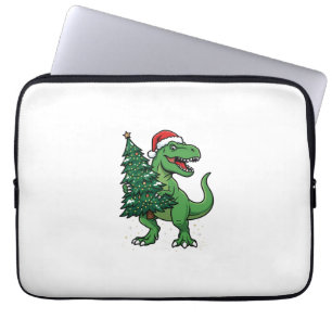 Christmas T-Rex Carrying Christmas Tree Laptop Sleeve