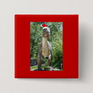 Christmas T-Rex Dinosaur 2 Inch Square Button