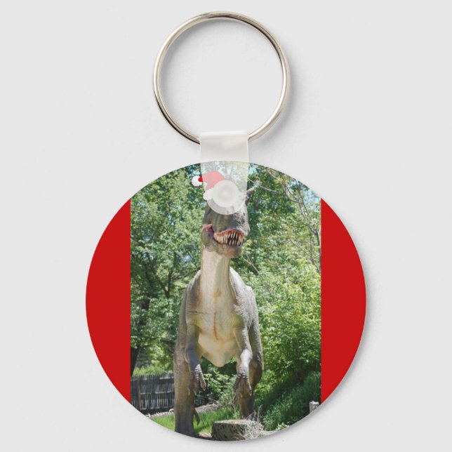 Christmas T-Rex Dinosaur Keychain (Front)