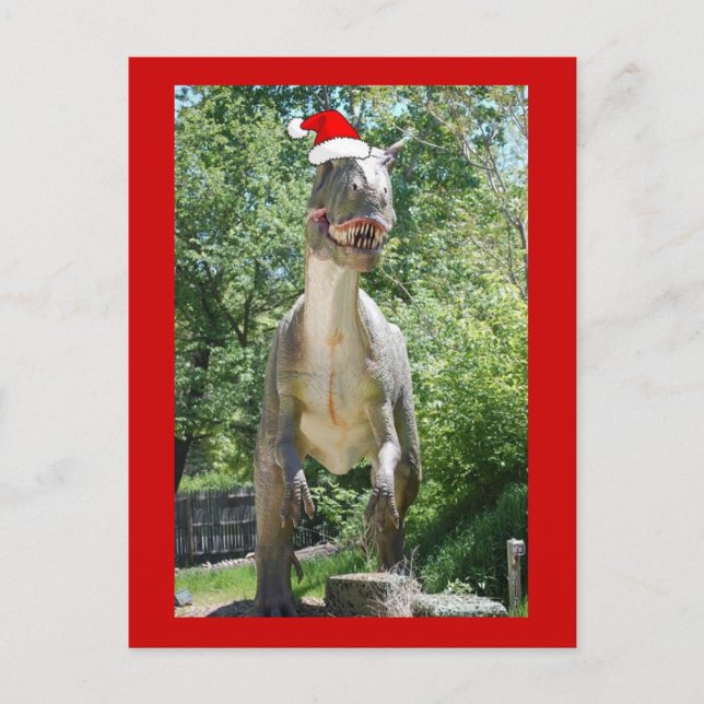 Christmas T-Rex Holiday Postcard (Front)