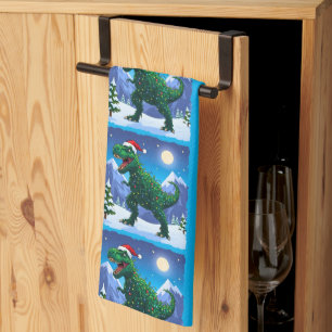 Christmas T Rex Kitchen Towel