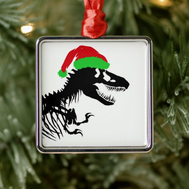 Christmas T-Rex Metal Ornament (Tree)