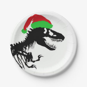 Christmas T-Rex Paper Plate