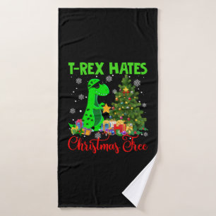 Christmas T-Rex Shirt T-Rex Hates Christmas Tree F Bath Towel