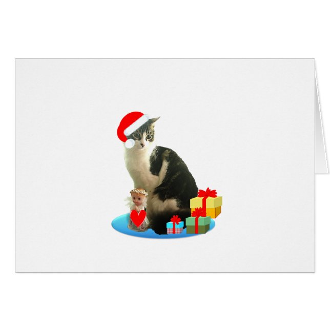 Christmas tabby cat and cute little angel (Front Horizontal)