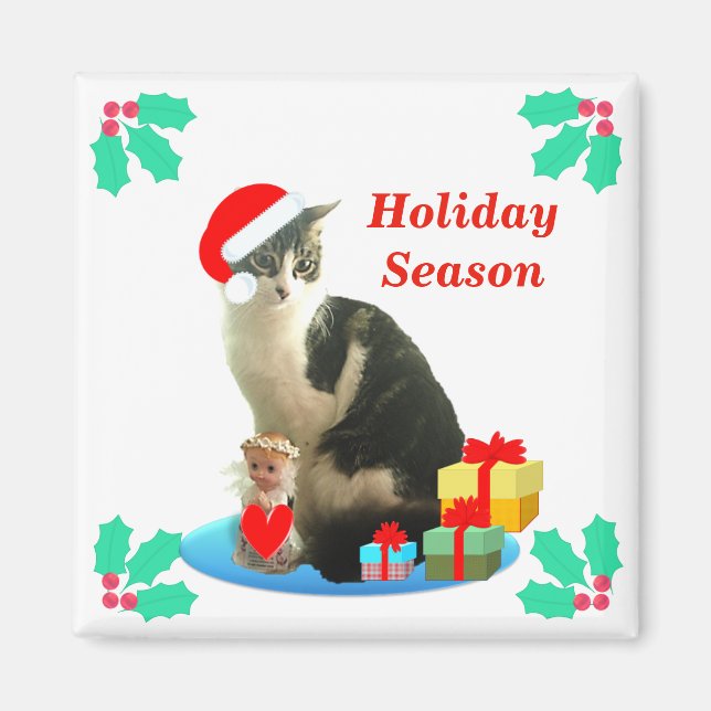 Christmas Tabby Cat Magnet (Front)