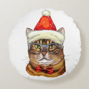 Christmas Tabby Cat  Throw Pillow