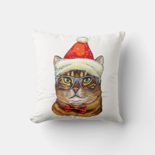 Christmas Tabby Cat  Throw Pillow