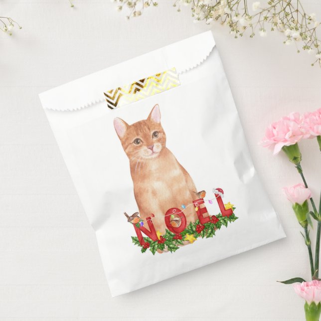 Christmas Tabby Cat Watercolor  Favour Bag (Sealed)