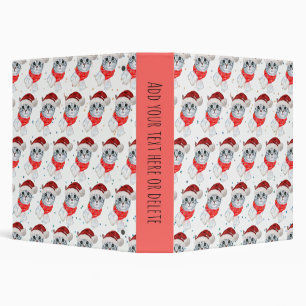Christmas Tabby Cat with Red Scarf For Pet Lovers Binder