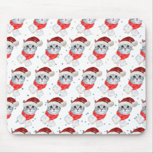 Christmas Tabby Cat with Red Scarf For Pet Lovers Mouse Pad