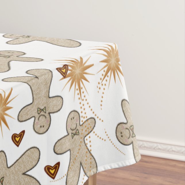 Christmas Tablecloth, Beige Gingerbread Man  Tablecloth (In Situ)
