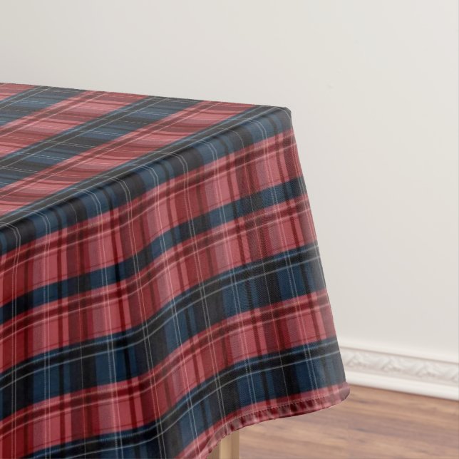 Christmas Tablecloth Classic Navy Blue & Red Plaid (In Situ)