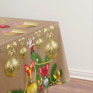 Christmas Tablecloth, Gold Balls Tablecloth