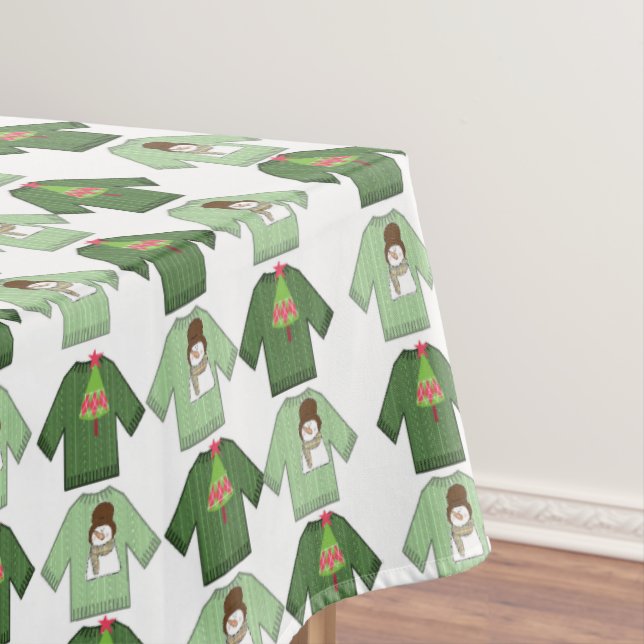 Christmas Tablecloth, Green Christmas Sweaters Tablecloth (In Situ)