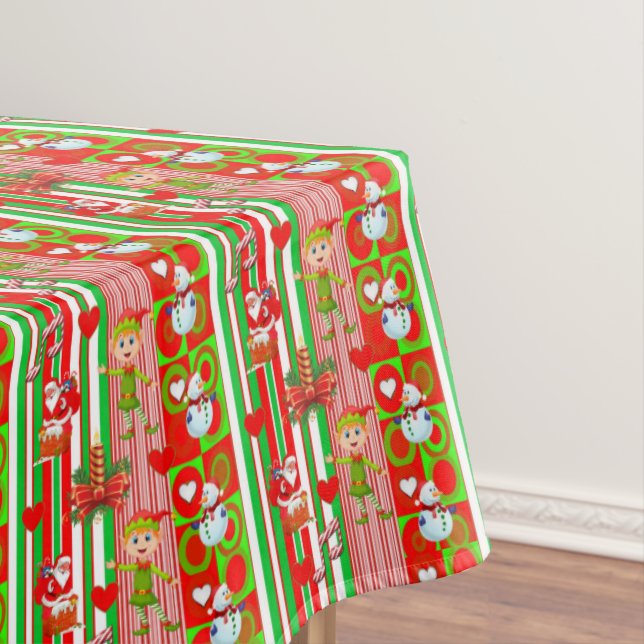Christmas Tablecloth, Merry Christmas, Elf Tablecloth (In Situ)