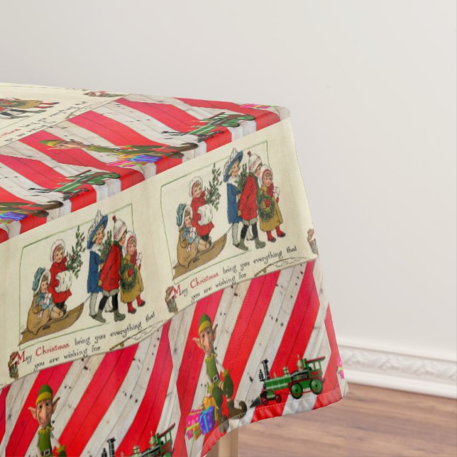 Christmas Tablecloth, Merry Christmas, Elf Tablecloth (In Situ)