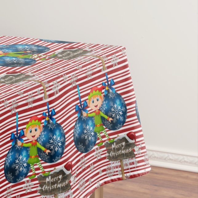 Christmas Tablecloth, Merry Christmas, Elf Tablecloth (In Situ)