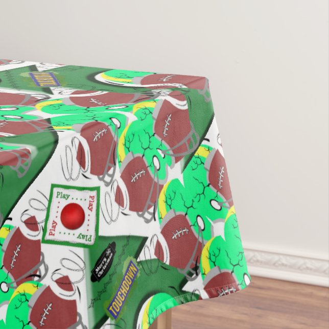 Christmas Tablecloth, Merry Christmas Football Tablecloth (In Situ)