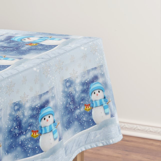 Christmas Tablecloth, Merry Christmas, Snowman Tablecloth (In Situ)