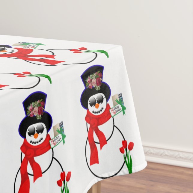 Christmas Tablecloth, Merry Christmas, Snowman Tablecloth (In Situ)