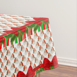 Christmas Tablecloth, Merry Santa Stripe Tablecloth