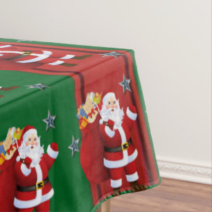Christmas Tablecloth, Red Bow Santa Claus Tablecloth