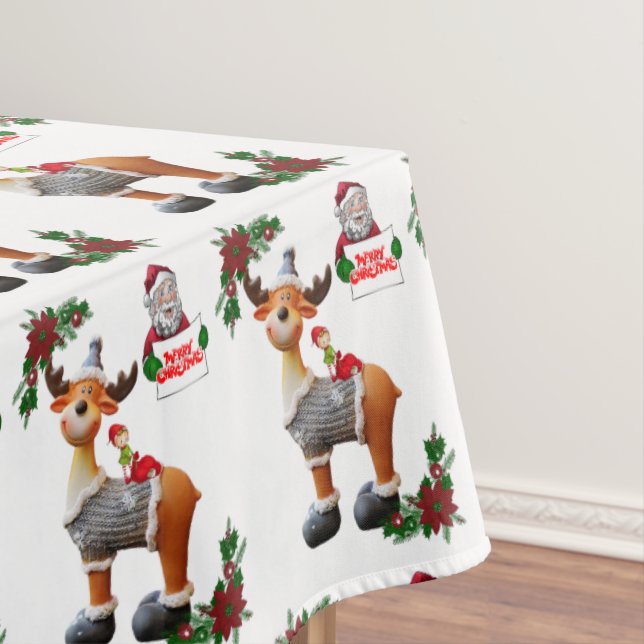 Christmas Tablecloth, Reindeer Tablecloth (In Situ)