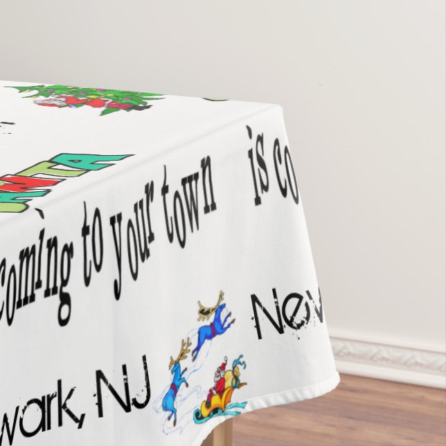 Christmas Tablecloth, Santa is Coming to your town Tablecloth (In Situ)