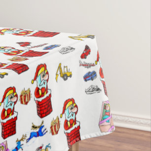 Christmas Tablecloth, Santa Toys Tablecloth