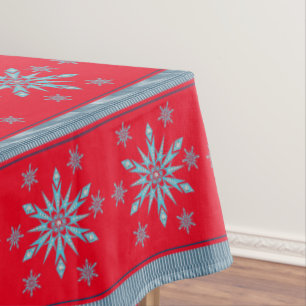 Christmas Tablecloth, Snowflake Tablecloth Red