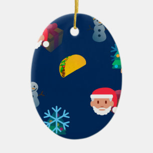 christmas taco emoji ceramic ornament