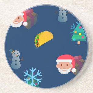 christmas taco emoji coaster