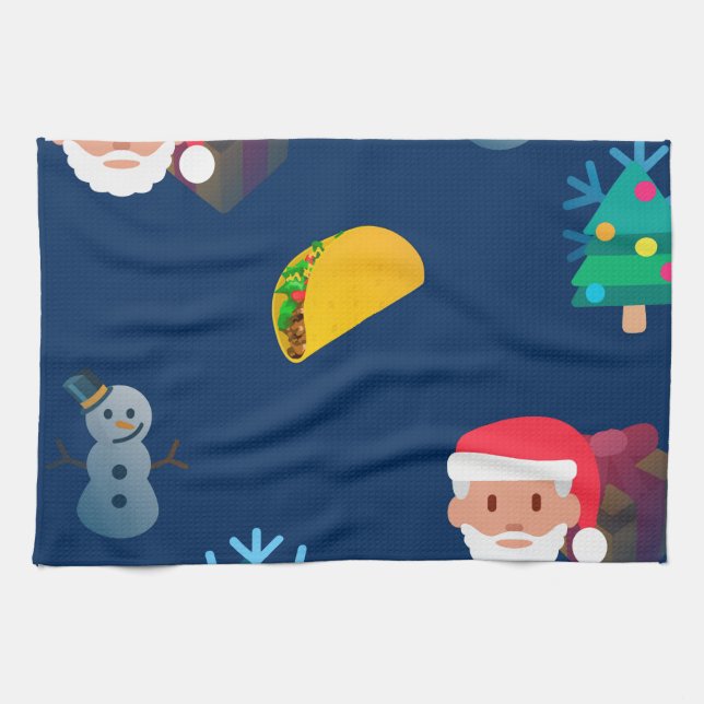 christmas taco emoji kitchen towel (Horizontal)