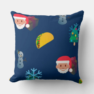 christmas taco emoji throw pillow