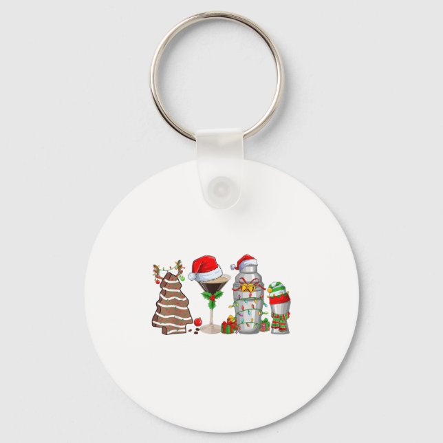 Christmas Tail Espresso Martini Drinking Party Bar Keychain (Front)