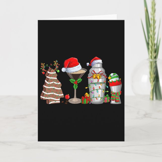 Christmas Tail Espresso Martini Drinking Party Rte Card (Front)