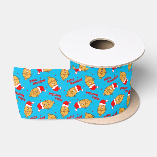 Christmas Tamales Pattern Satin Ribbon (Spool)