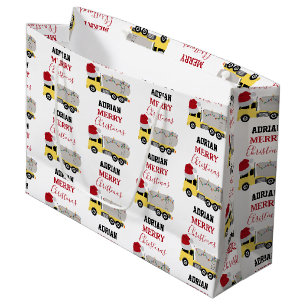 Christmas Tanker Truck Transportation Trucks Large Gift Bag