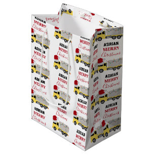 Christmas Tanker Truck Transportation Trucks Medium Gift Bag