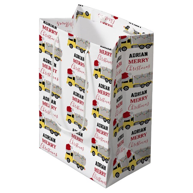 Christmas Tanker Truck Transportation Trucks Medium Gift Bag (Front Angled)