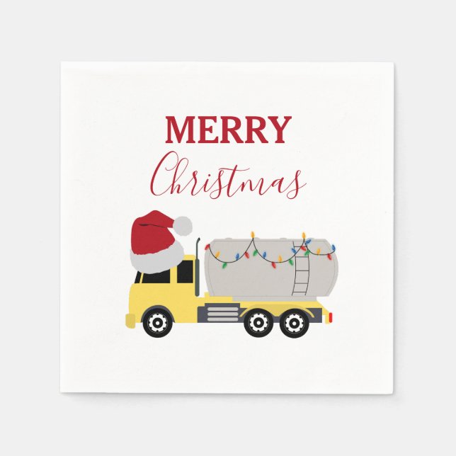Christmas Tanker Truck Transportation Trucks Napkin (Front)