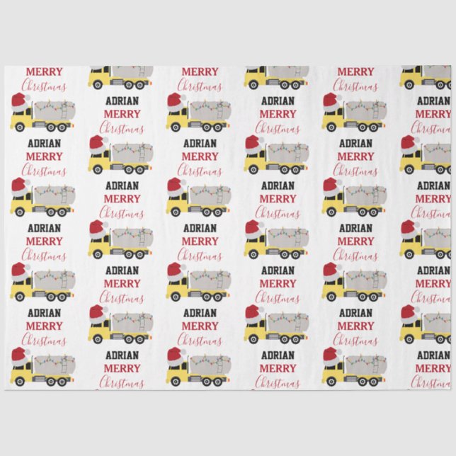 Christmas Tanker Truck Transportation Trucks Tissue Paper (Front)