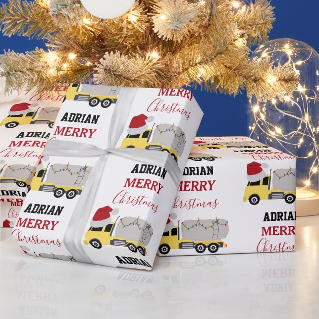 Christmas Tanker Truck Transportation Trucks Wrapping Paper (Holidays)