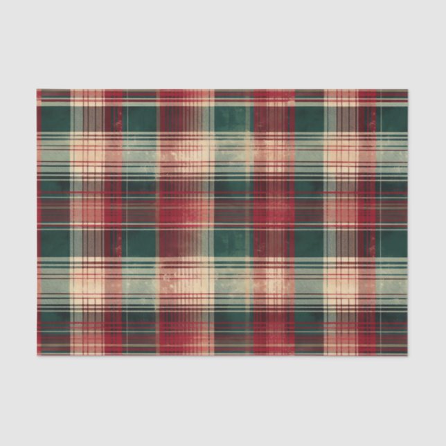 Christmas Tartan and Trees Seamless Tissue Paper (Front)