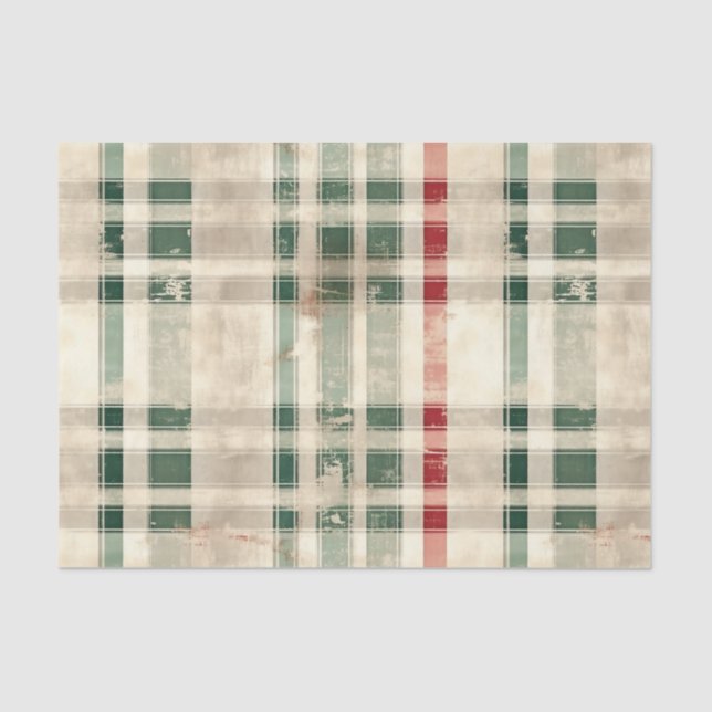 Christmas Tartan and Trees Seamless Tissue Paper (Front)