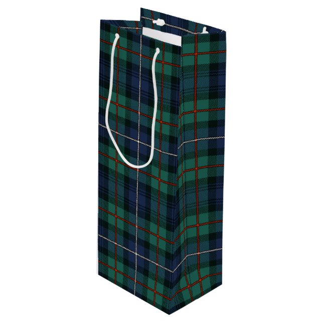 Christmas Tartan Clan Robertson Plaid Check Wine Gift Bag (Front Angled)