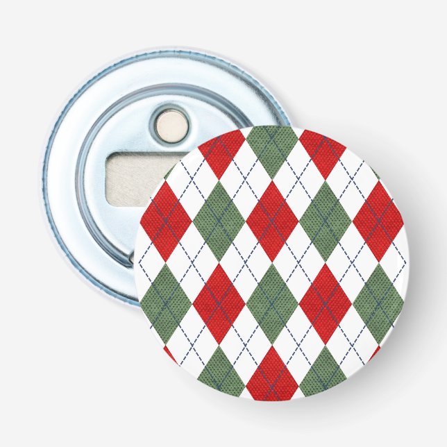 Christmas Tartan Pattern Bottle Opener (Front)