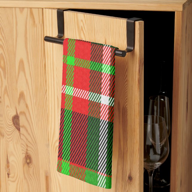 Christmas Tartan Pattern Kitchen Towel (Thirds Fold)