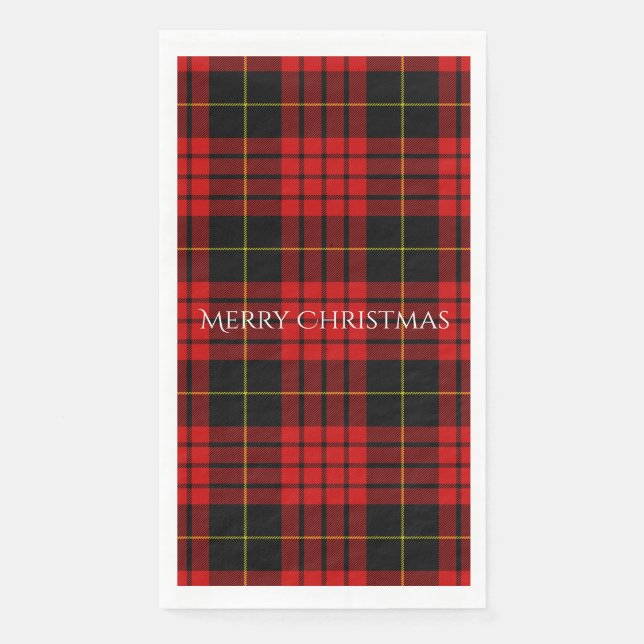 Christmas Tartan Plaid Merry Christmas Napkin (Front)